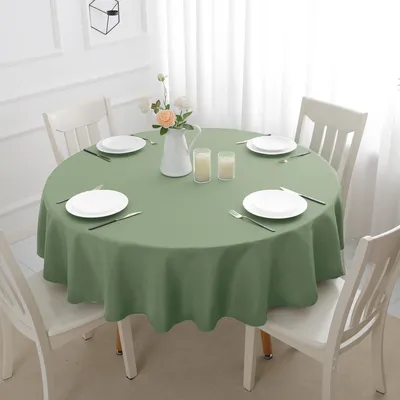 Obrázek produktu pro Romanstile kulaté ubrusy 120 cm omyvatelné a vodoodpudivé světle zelené ubrusy ubrusy na stůl ubrusy na oslavy, balkon, jídelna, zahrada, venkovní, Velikonoce