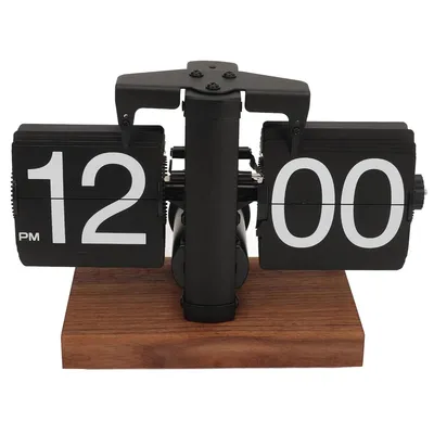 Produktbild von Retro Flip Clock – Digital Tischuhr mit Automatischem Umblättern, Batteriebetrieben, Mechanische Quarzuhr für Wohnzimmer, Büro & Deko (Schwarz)