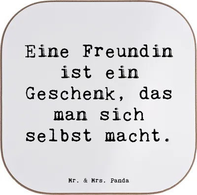 Produktbild von Mr. & Mrs. Panda Tischschoner Spruch Geschenk Freundin - Weiß - gläseruntersetzer, Coaster, Untersetzer Tasse, für Gläser, Anerkennung, Wertschätzung, Bedanken, Herz