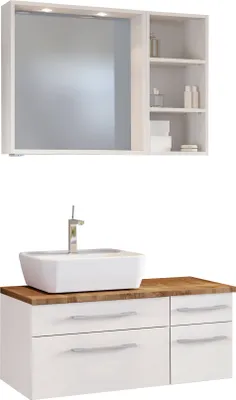 Produktbild von Held Möbel Waschtisch-Set Davos 90 cm -C- (links) weiß/matt weiß