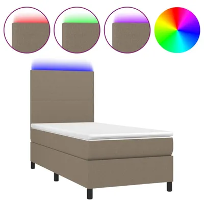 Immagine prodotto di vidaXL Letto a molle con materasso e tessuto LED Taupe 80x200 cm