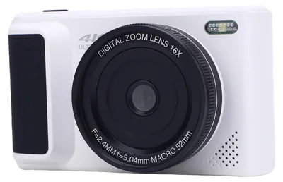 Obrázok produktu pre Digitálny fotoaparát 4K na fotografovanie, 64 MP HD, automatické zaostrovanie, 16-násobný zoom, bezzrkadlový retro fotoaparát s výklopným displejom, cestovná biela