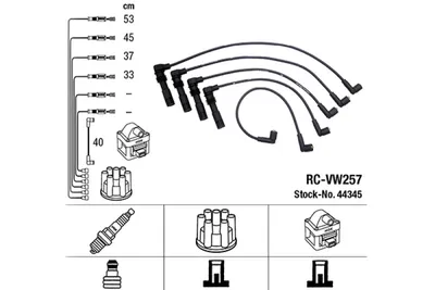Produktbild von NGK 44345 Zündkabelsatz Zündleitungssatz für VW Polo Schrägheck (6N1) für SEAT Ibiza II (6K1)