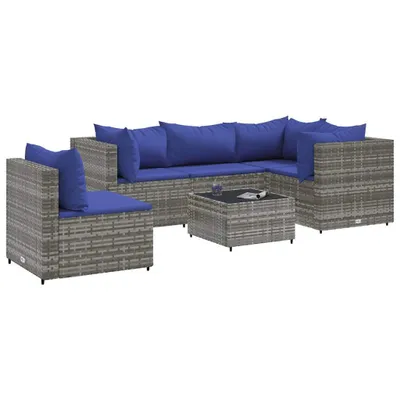 Obrázok produktu pre vidaXL 6-dielna záhradná súprava s vankúšmi Grey Poly Rattan