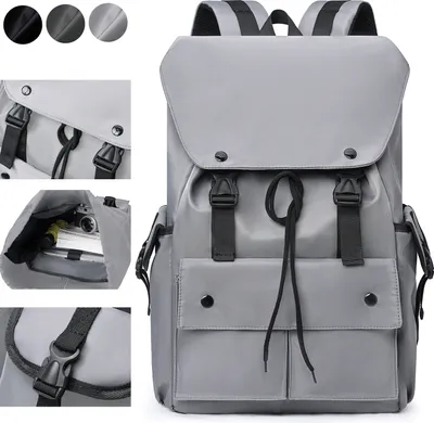 Produktbild von 7MAGIC Rolltop Rucksack Damen Herren, Uni 35L Groß Schulrucksack Wasserdicht, Rucksack mit 15,6 Zoll Laptoptasche, Tagesrucksack Leicht für Reisen Fahrrad Wandern Schule, Grau