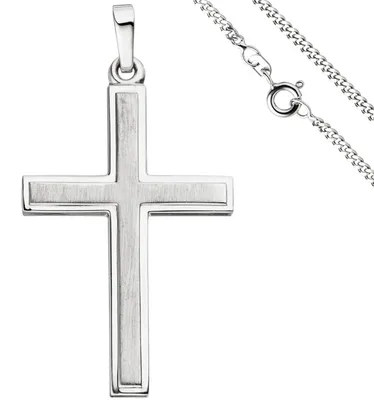 Image de Ensemble de bijoux, comprenant une croix et un collier de 50 cm avec une chaîne en argent 925 de 2 mm