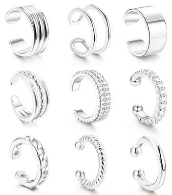 Productafbeelding van pclapora, set van 9 oorclips voor dames, zonder gaatjes nodig