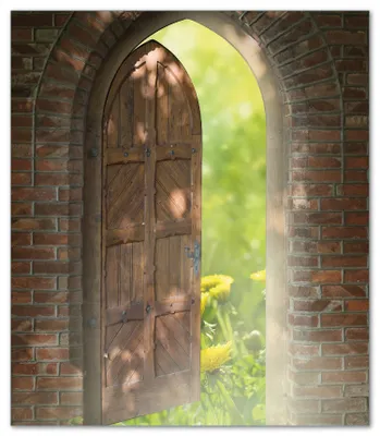 Produktbild von Wallario Herdabdeckplatte aus Glas, Größe 52 x 60 cm 1-teilig, Motiv Offene Pforte