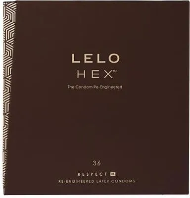 Produktbild von LELO HEX Respect, XL-Größe,  Kondome mit einer einzigartigen hexagonalen Struktur, dünnes aber starkes Latexkondom, befeuchtet (36-er Pack)