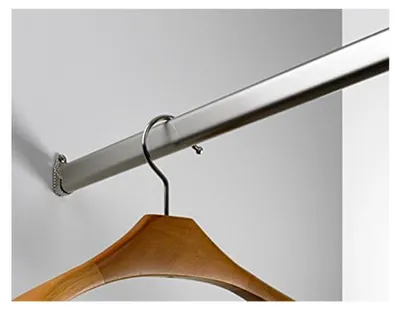 Produktbild von Kleiderstange 90 cm / Schrankrohr 30 x 15 mm mit verchromter Oberfläche - Set für Garderobe oder Kleiderschrank