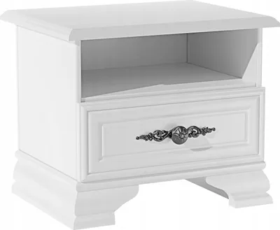 Produktbild von Nachttisch weiß matt 55x41x47 cm mit Schublade und Regal im Provenzalischen Stil für Schlafzimmer