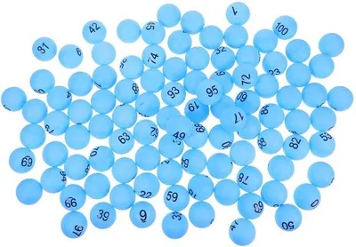 Produktbild von Loterieballen 100er Set - Nummerierte Kunststoffbälle - Umweltfreundlich - Für Tombola/Bingospiel - Blau - Lesbar