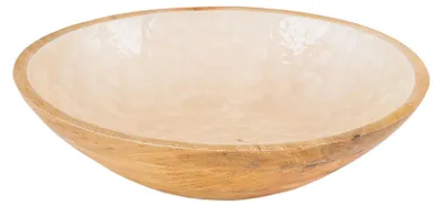 Productafbeelding van Decoratieve schaal van mangohout en emaille, 35 cm