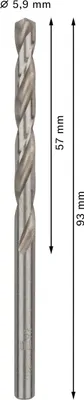 Imagen del producto de Broca para metal, acero rápido HSS-G, estándar, 5,9 x 57 x 93 mm