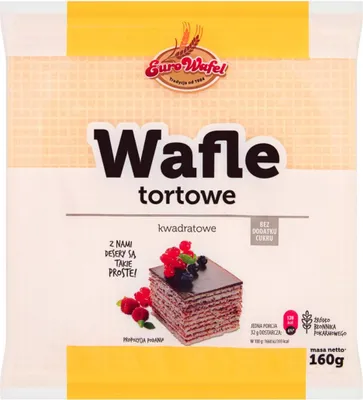 Zdjęcie produktu dla Eurowafel Wafle Tortowe Kwadratowe 160 G