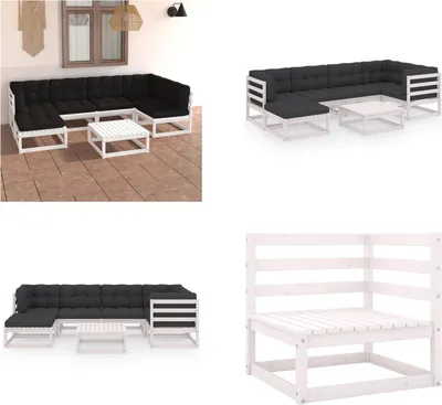 Produktbild von vidaXL 7 tlg. Garten Lounge Set mit Kissen Massivholz Kiefer - Gartenmöbel-Set - Gartenmöbel-Sets - Gartengarnitur - Gartengarnituren