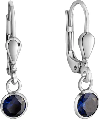Produktbild von V Ohrringe 925/- Sterling Silber 2,2cm weiß Zirkonia blau 064230002-2