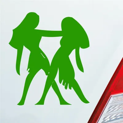 Produktbild von Auto Aufkleber Sternzeichen Zwilling Twins PKW Car KFZ Roller 9x10 cm Hellgrün Sticker Heckscheibenaufkleber