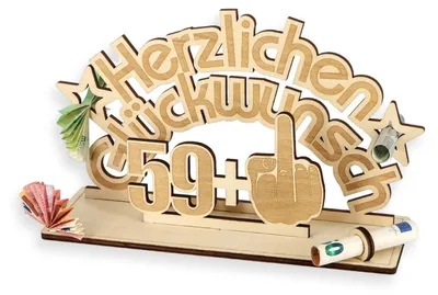 Holz-Geldgeschenk 60. Geburtstag 59+1 Gästebuch