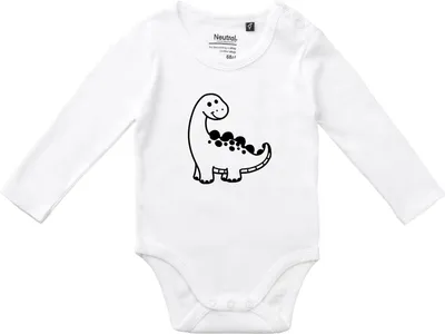 Produktbild von Huuraa Baby Body Apatosaurus Dinosaurier 80 White  Baumwolle Fairtrade Langarmbody Geschenkidee