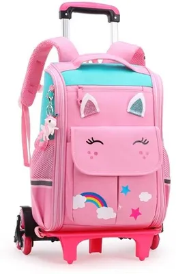 Immagine prodotto di Zaino trolley per bambine Ibbenzoa® – 30x15x40 cm, 0,50 kg, nylon, sistema trolley removibile, ideale per la scuola e i viaggi