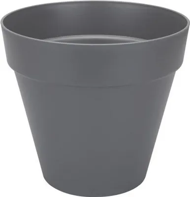 Image de Pot de fleurs rond Elho Loft Urban, Ø 28.5 x H 26 cm, Gris anthracite, 9.6 litres, Avec réservoir d'eau