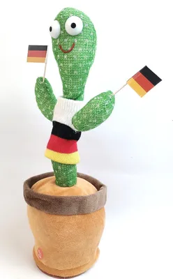 Produktbild von tanzender Laber Kaktus Deutschland Fußball WM EM spricht alles nach mit Deutschlandfahne Flagge Trikot mit Akku + Ladekabel Sprachwiedergabe