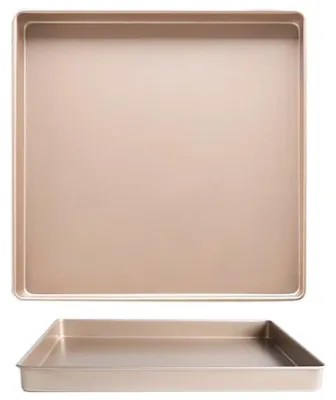 Imagen del producto de Bandeja rectangular para hornear, de 28 x 28 x 3,6 cm, de acero al carbono, ideal para pan y pizza