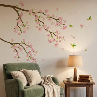 Image de Autocollant mural représentant des fleurs de cerisier japonaises