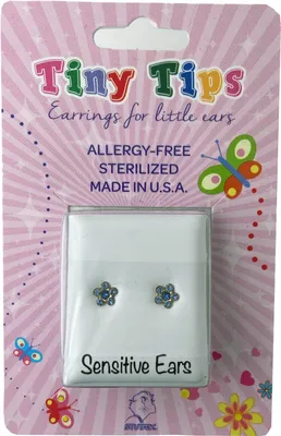 Produktbild von Studex Sensitive Tiny Tips Chirurgenstahl vergoldet Ohrstecker Blümchen in blau