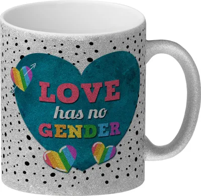 Produktbild von Love has no gender Glitzer-Glitzer-Kaffeebecher