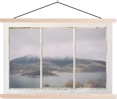 Produktbild von MuchoWow® Textilposter Aussicht - Berg - Schnee 60x40 cm mit holzfarbenen Rahmen - Bilder