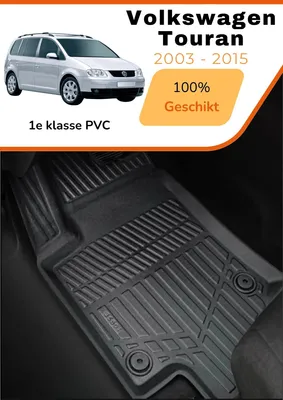 Produktbild von Volkswagen Touran 2003–2015 – Premium Carbonlook Fußmatten – Hochwertiges TPE – Allwetter-Schutz – Erhöhte Ränder – Rutschfest