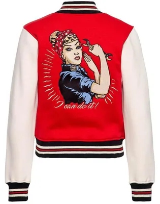 Immagine prodotto di QUEEN KEROSIN Giacca in felpa college con ricamo vintage I Can Do It! Rosso Xs