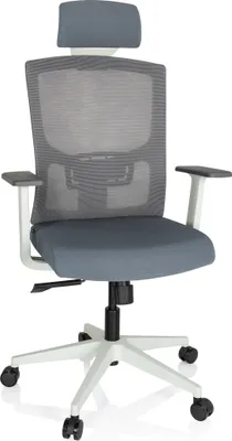 Produktbild von hjh OFFICE Profi Bürostuhl CAPTIVO BASE W Ergonomischer Schreibtischstuhl mit Armlehnen Stoff / Netzstoff Grau Drehstuhl für Büro, Zuhause