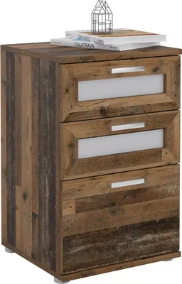 Produktbild von Nachttisch für Boxspringbetten Nachtschrank Nachtkommode MARIKE in Old Style, mit 3 Schubladen