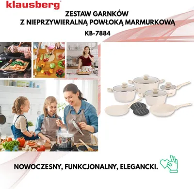 Produktbild von KLAUSBERG KB-7884 12-teiliges Topfset mit Marmor-Antihaftbeschichtung