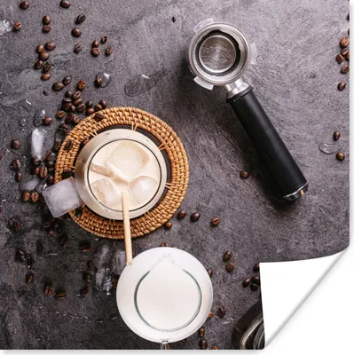 Produktbild von MuchoWow® Poster Milch - Kaffeebohnen - Küche - Kaffeefilter 100x100 cm - Babyzimmer