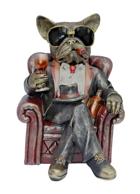 Produktbild von Bulldogge im Sessel Dogge Hund Deko Tier Figur Skulptur Mops Bull Terrier Objekt