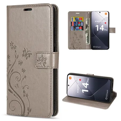 Produktbild von Hülle Xiaomi 14 Pro Handy Tasche Handyhülle Wallet Case Flip Cover Klapphülle Grau