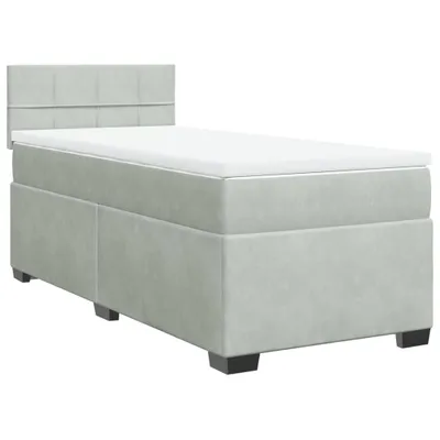 Produktbild von Boxspringbett mit Matratze Hellgrau 80x200 cm Samt