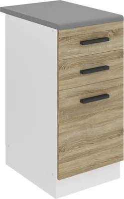 Obrázek produktu pro Kuchyňská spodní skříňka Belini, kuchyňská spodní skříňka o šířce 40 cm. SDSZ kuchyňská spodní skříňka s pracovní deskou. Kuchyňská skříňka se zásuvkami, dub Sonoma