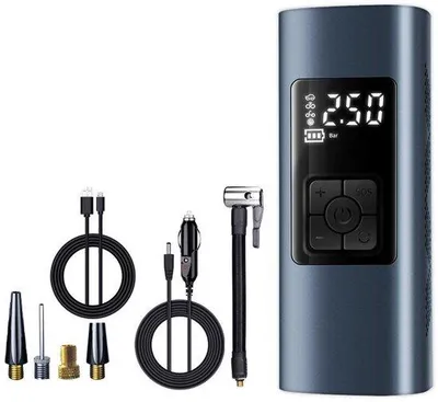 Zdjęcie produktu dla Mini kompresor elektryczny z wyświetlaczem LCD - 65 PSI - z wskaźnikiem ciśnienia - do rowerów, samochodów i motocykli - czarny