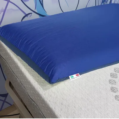 Produktbild von Talamo Italia Kissen für Campingbett, 100% Italy, Memory Foam Kissen mit wasserdichtem und abnehmbarem Bezug, Einfach aufrollen, 50x35xh13 cm