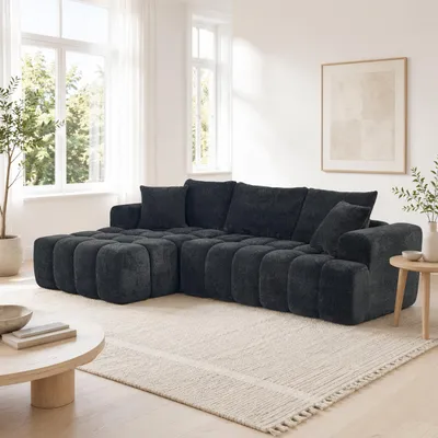 Immagine prodotto di Divano Angolare Modulare Modfu, Divano Letto Moderno, Divano Angolare Relax Con Chais Longue, Grande Divano Triposta Per Soggiorno, Grigio