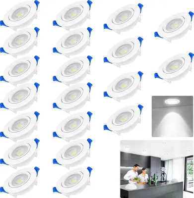 XMTECH 20X 5W LED Einbaustrahler Einbauspot 230V Kaltweiß LED Deckenleuchte Deckenspots Spotlight Schwenkbar Deckenstrahler