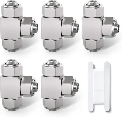 Productafbeelding van 5 stuks 8mm 3-weg Tee Push To Connect Lock Nut Tube Pneumatische Fitting, 3-weg vernikkeld messing Quick KPE8 Luchtleiding Adapter