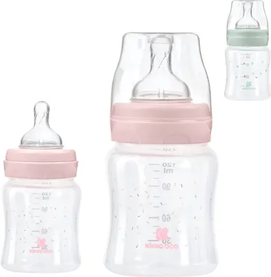 Obrázek produktu pro Kikkaboo Kojenecká láhev PP 120 ml, antikolikový dudlík velikost S, široké hrdlo, od narození růžová
