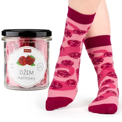 Immagine prodotto di Calzini in barattolo - Ideali come regalo - Marmellata di lamponi SOXO - Taglia: 35-40