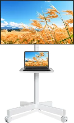 Productafbeelding van Standaard op wielen voor 27-60 inch LCD - Tv - Led - Flatscreen - Tv's met gebogen scherm tot 40 kg - In hoogte verstelbare plank rollende tv
